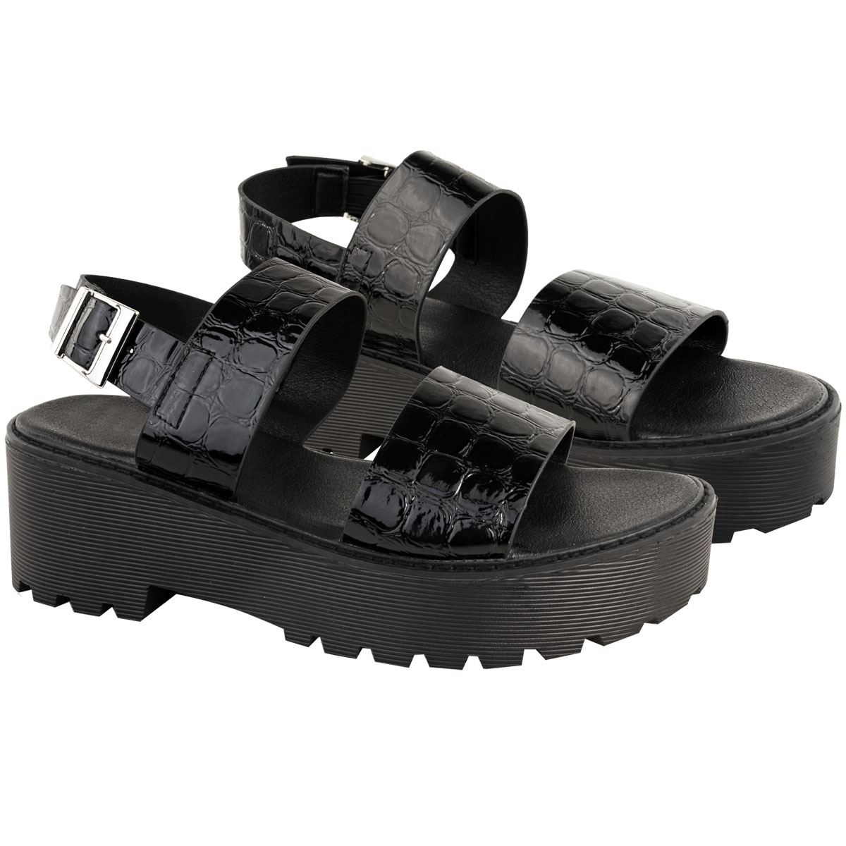 Womens Chunky Sandals Thick Sole Strappy Block Flatforms Womens Chunky Sandals Thick Sole Strappy Block Flatforms