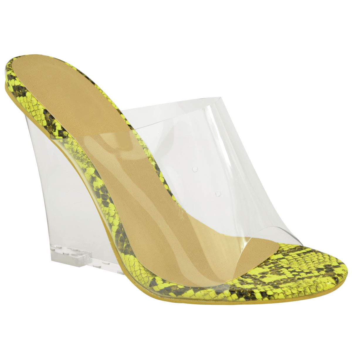 Fluorescent Crystal Clear Wedge High-heeled Sandals | Shoes | High heel sandals, Sandals heels 