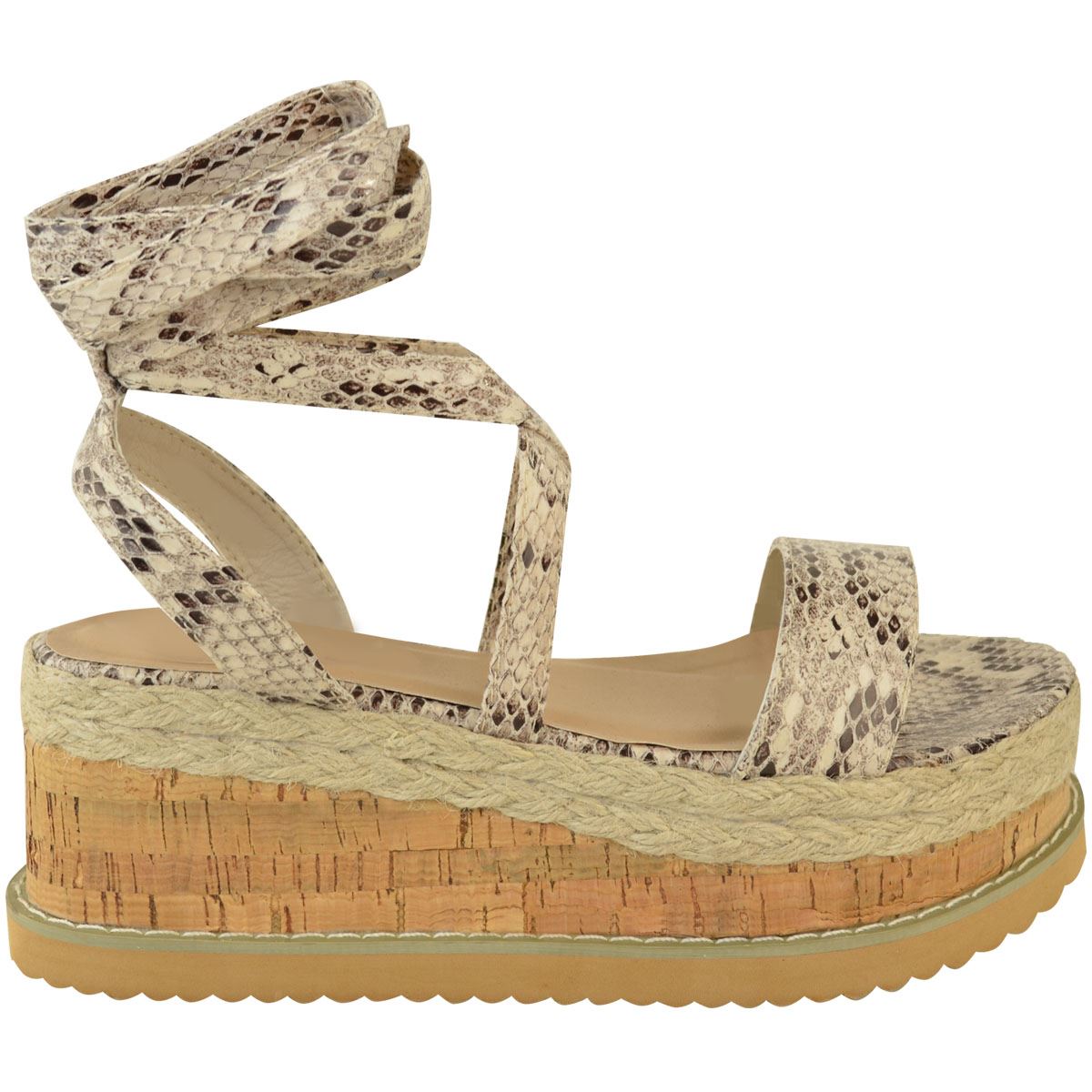 Womens Flat Wedge Summer Sandals Flatform Espadrilles Ankle Lace Tie Up Platform | eBay