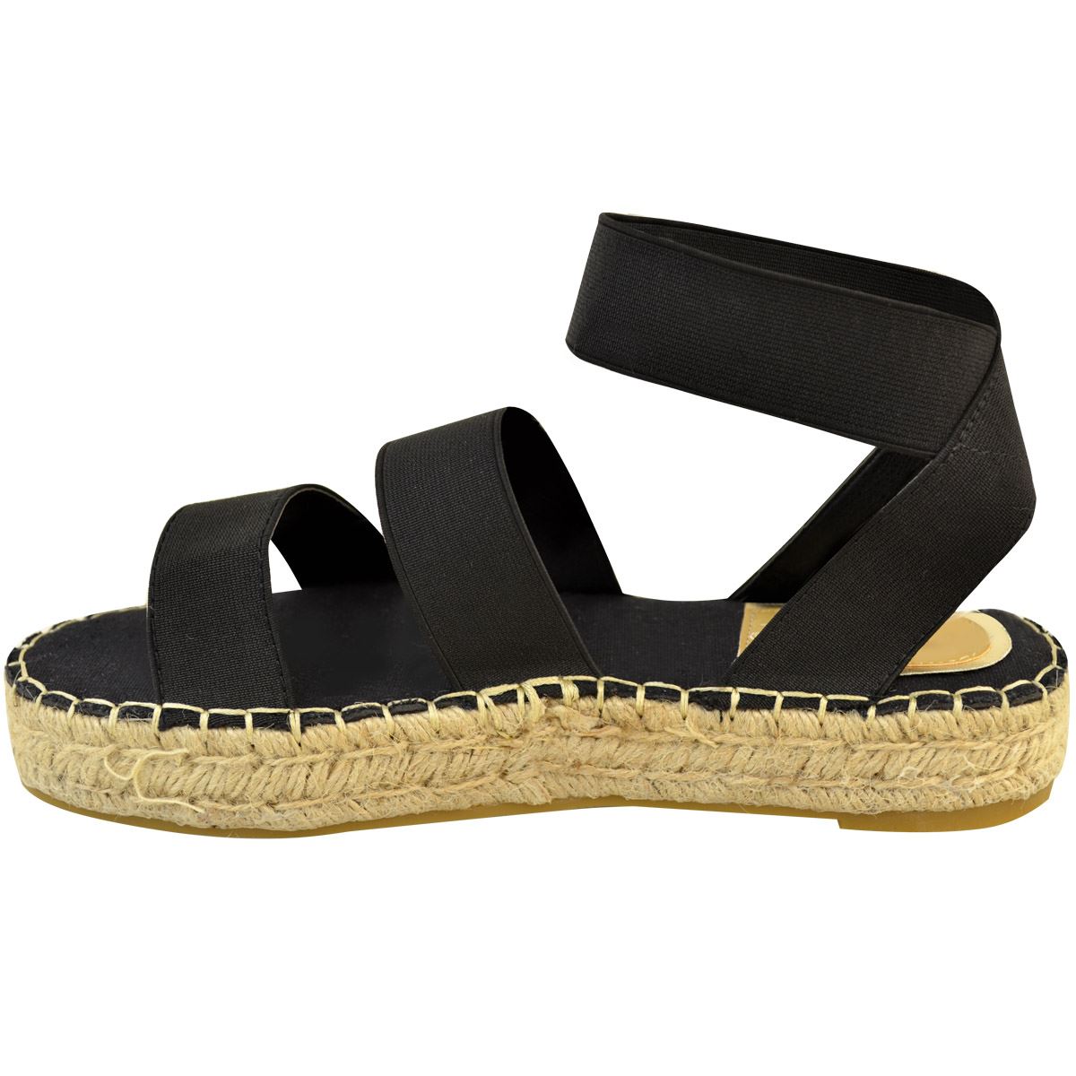 New Womens Ladies Wide Fit Stretch Comfy Sandals Cushioned Shoes Espadrilles | eBay