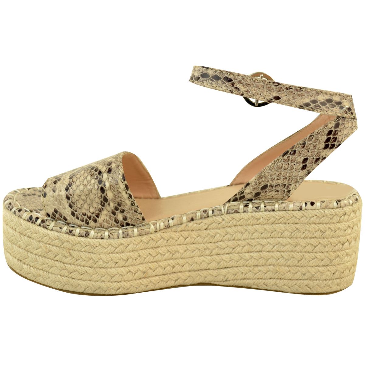 Womens Flatforms Flat Espadrille Platform Snake Print Sandals Summer Shoes Mules | eBay