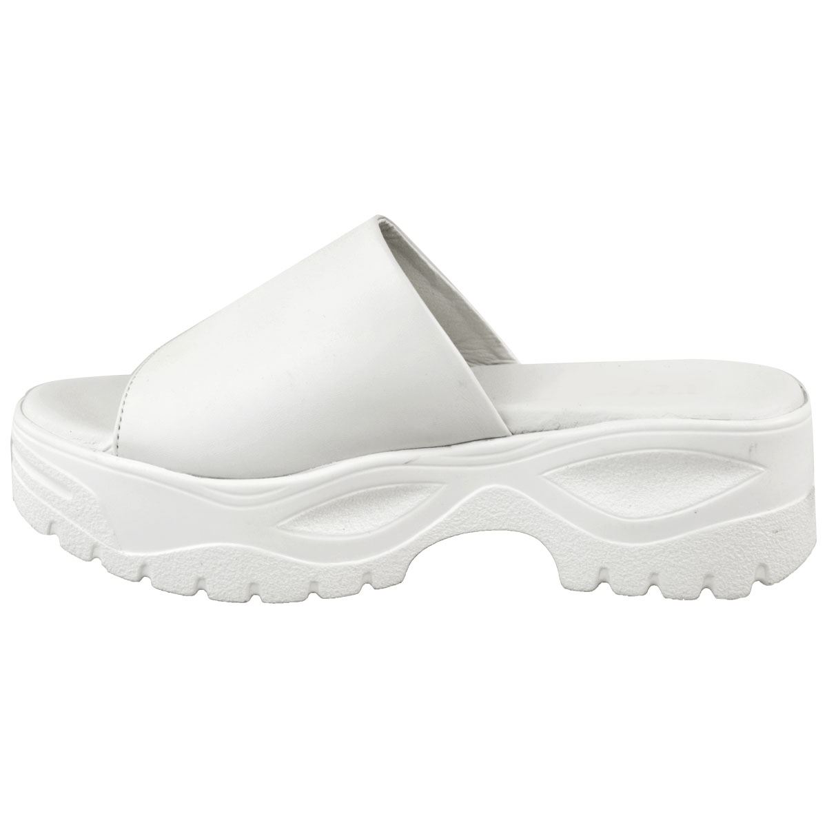 white platform sliders