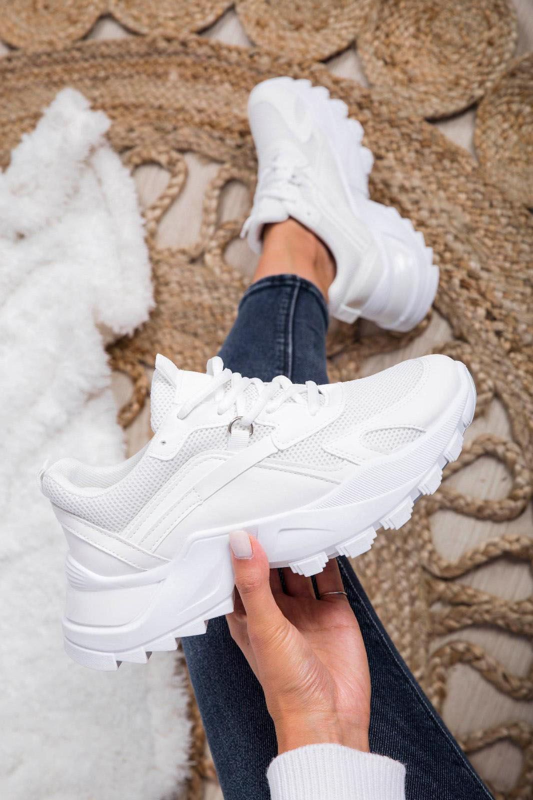 chunky platform white trainers
