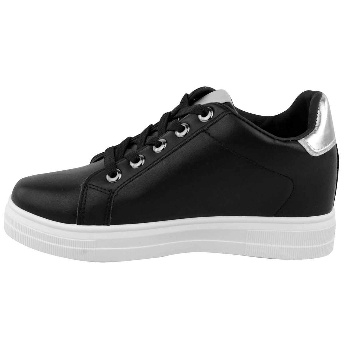 black flat trainers womens
