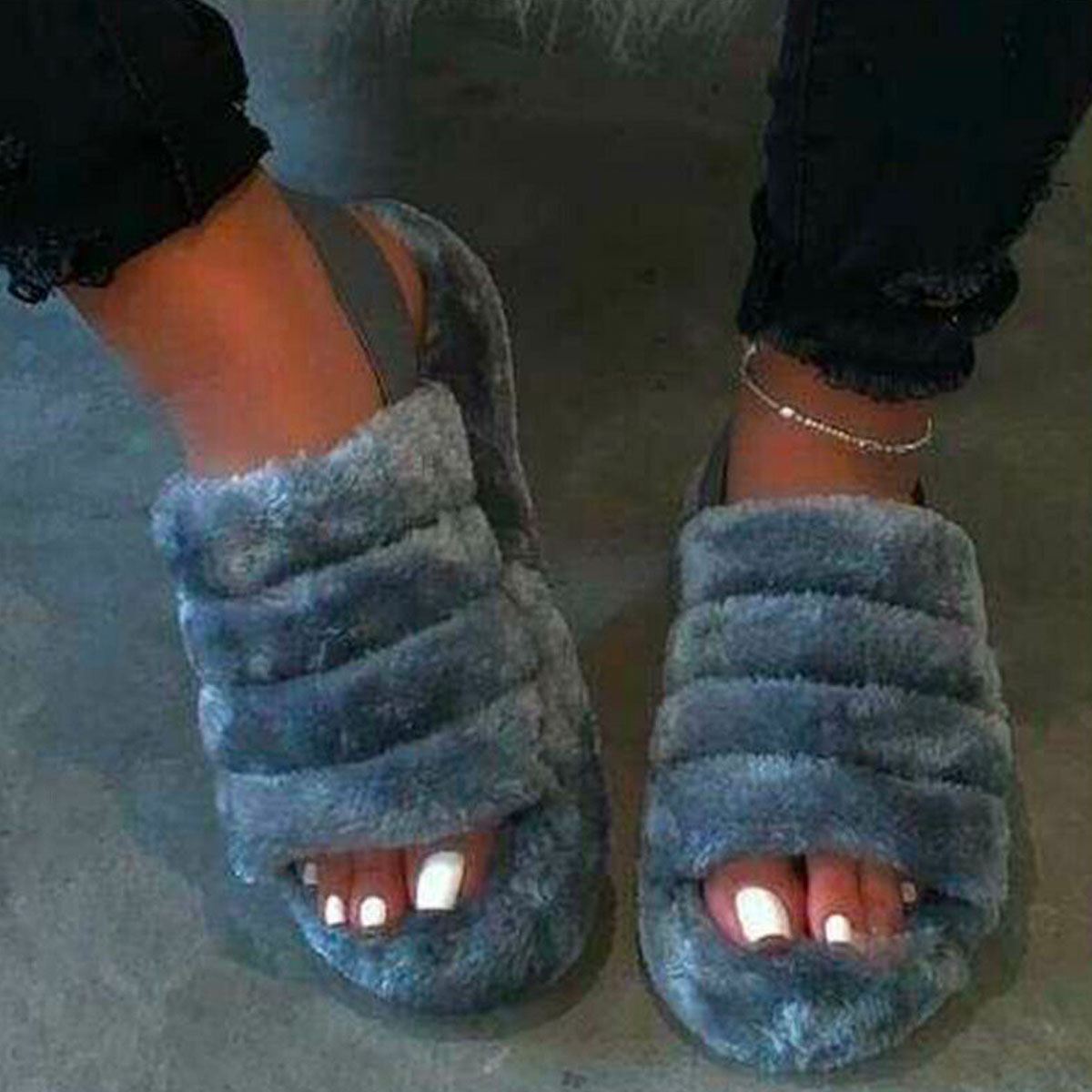 faux fur slides amazon