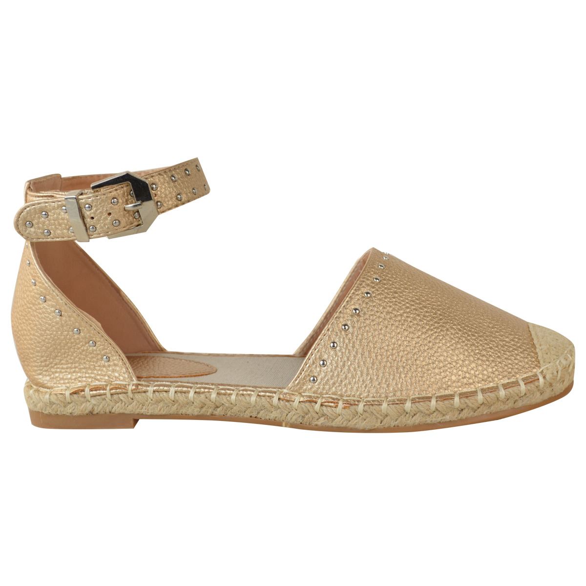 Flat Espadrilles Summer Sandals Womens Ladies Stud Shoes Rock Size