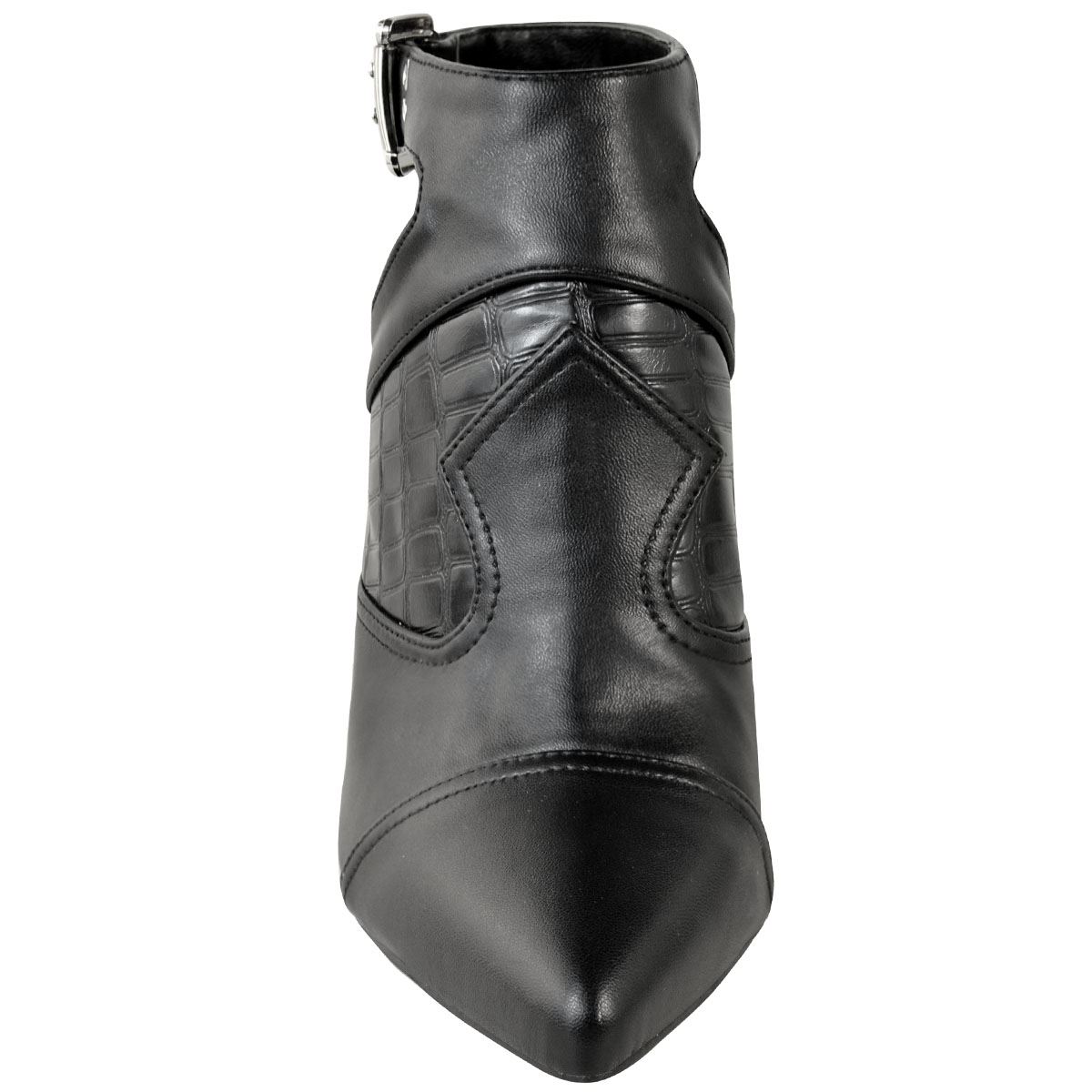 Womens Ladies Black Western Cut Out Shoes Ankle Boots High Block Heel Size New