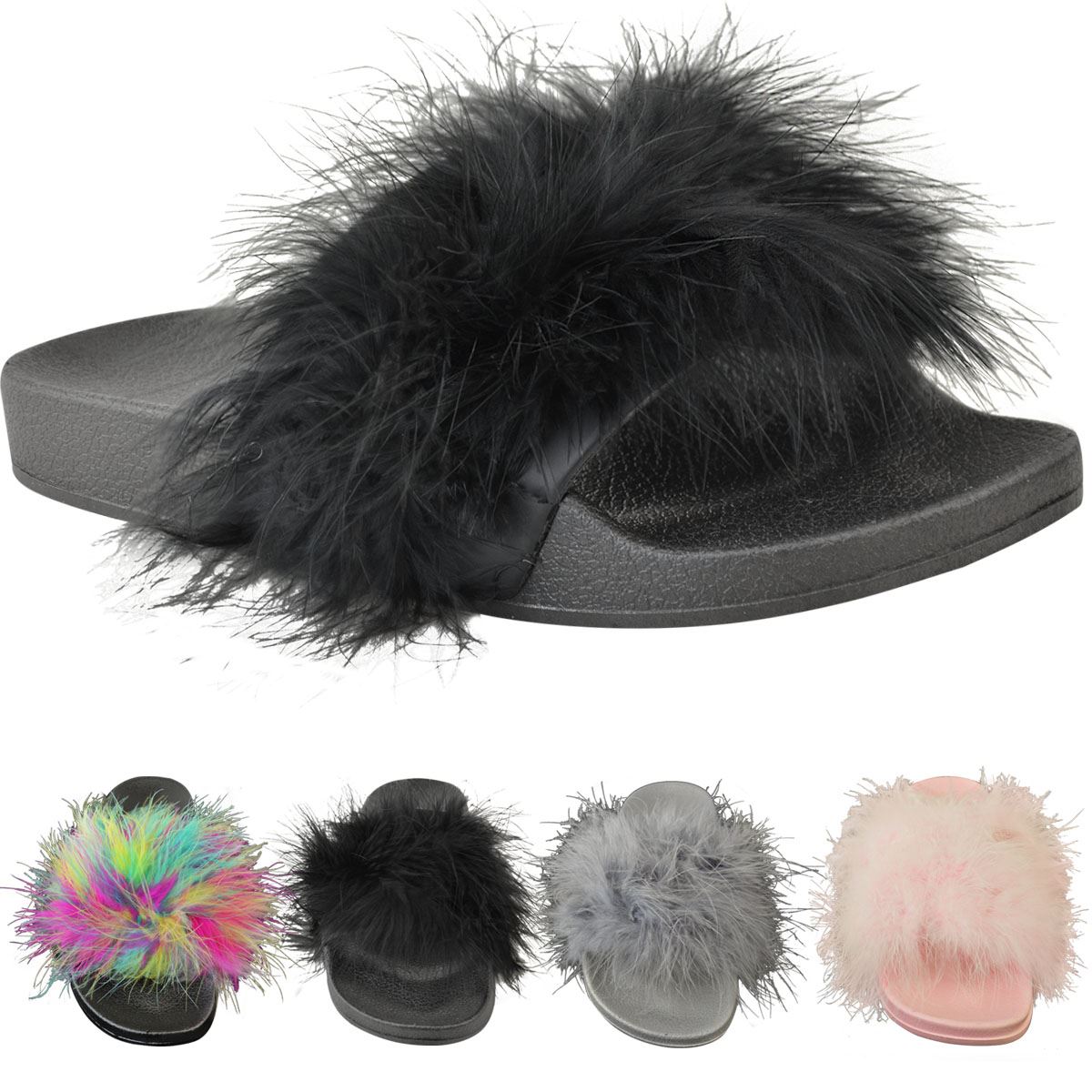 womens fluffy fur slippers