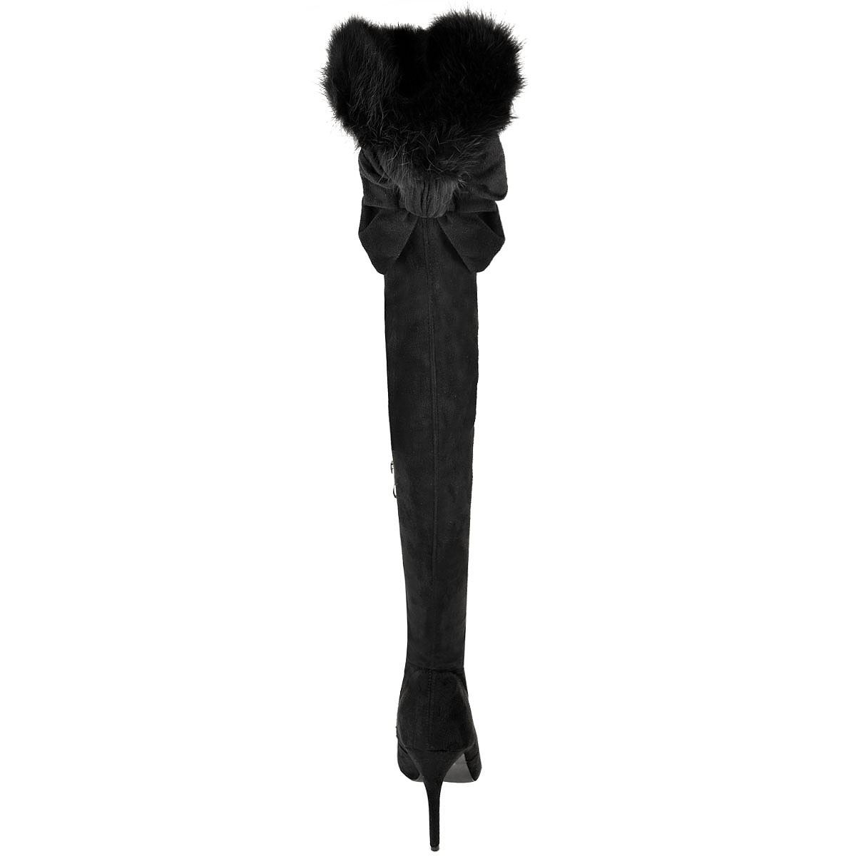 thigh high boots with fur trim