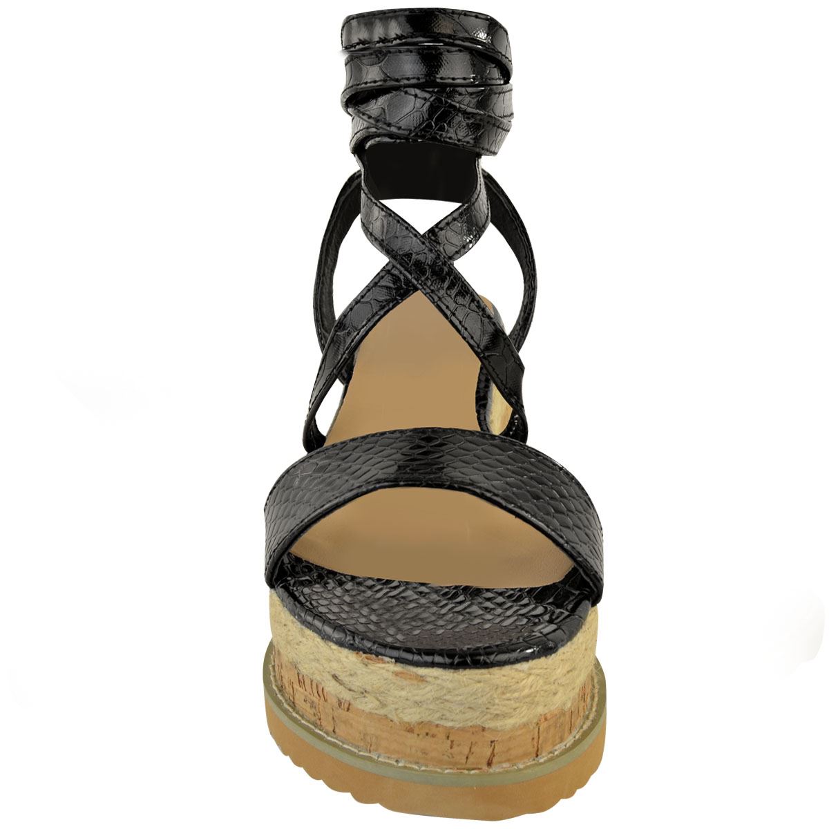 Womens Flat Wedge Summer Sandals Flatform Espadrilles Ankle Lace Tie Up Platform | eBay