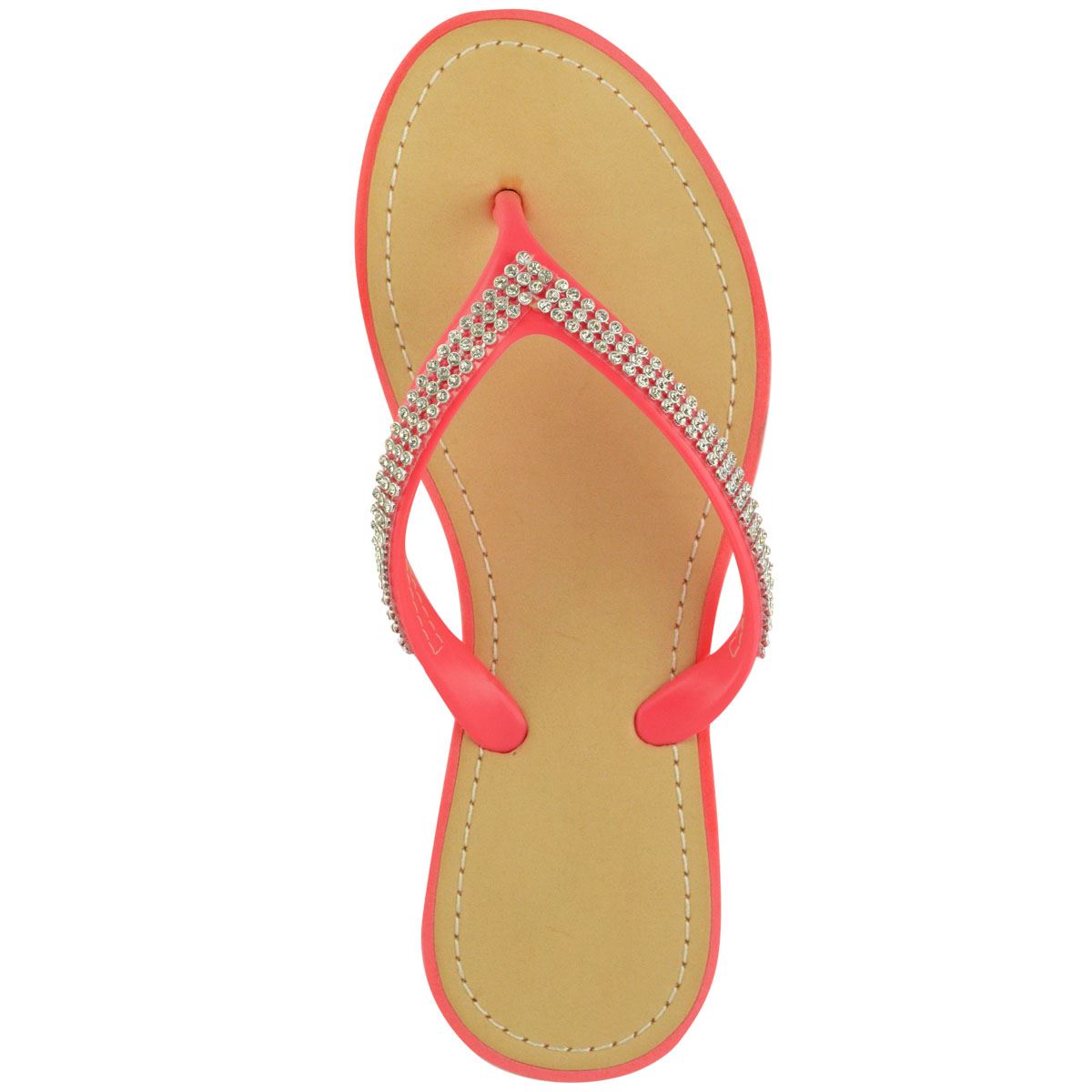WOMENS LADIES WEDGE JELLY SANDALS LOW HEEL FLIP FLOPS DIAMANTE TOE POST