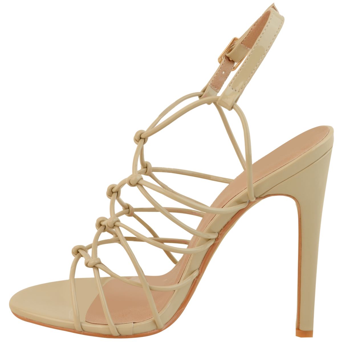 Womens Stilleto High Heel Party Sandals Nude Black Wedding Strappy Buckle Size