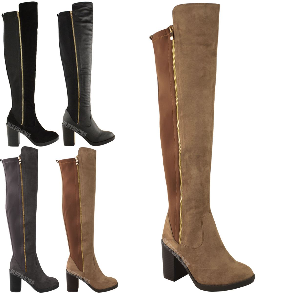 WOMENS LADIES CHUNKY HEEL OVER THE KNEE THIGH HIGH WINTER