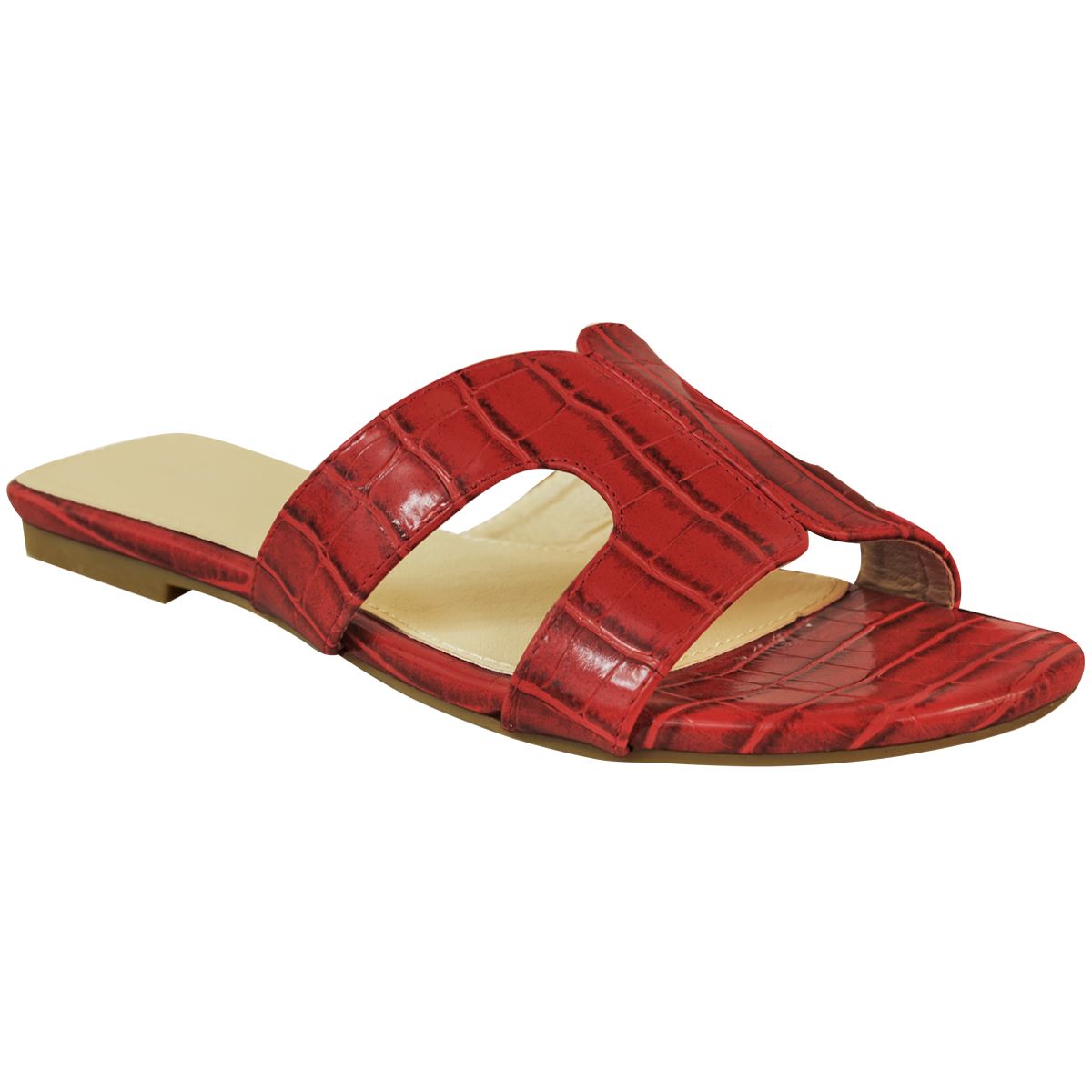 Womens Ladies Flat Slip On Mules Open Toe Sandals Comfy Summer Shoes