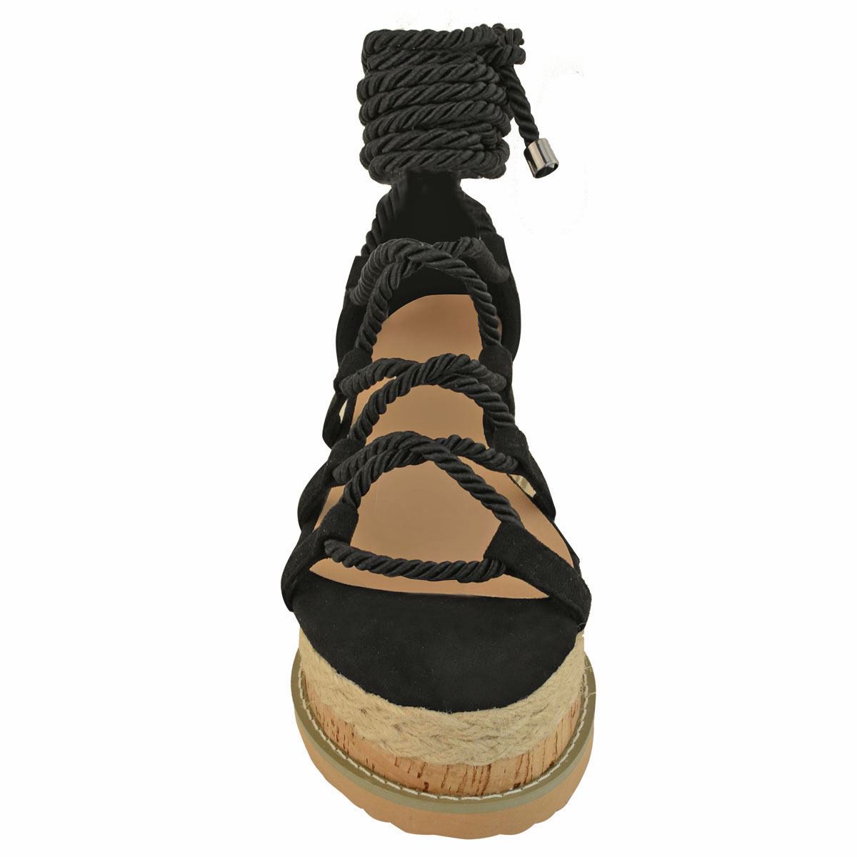 Womens Rope Tie Up Flatform Espadrilles Summer Casual Sandals Tie Up Fashion New | eBay
