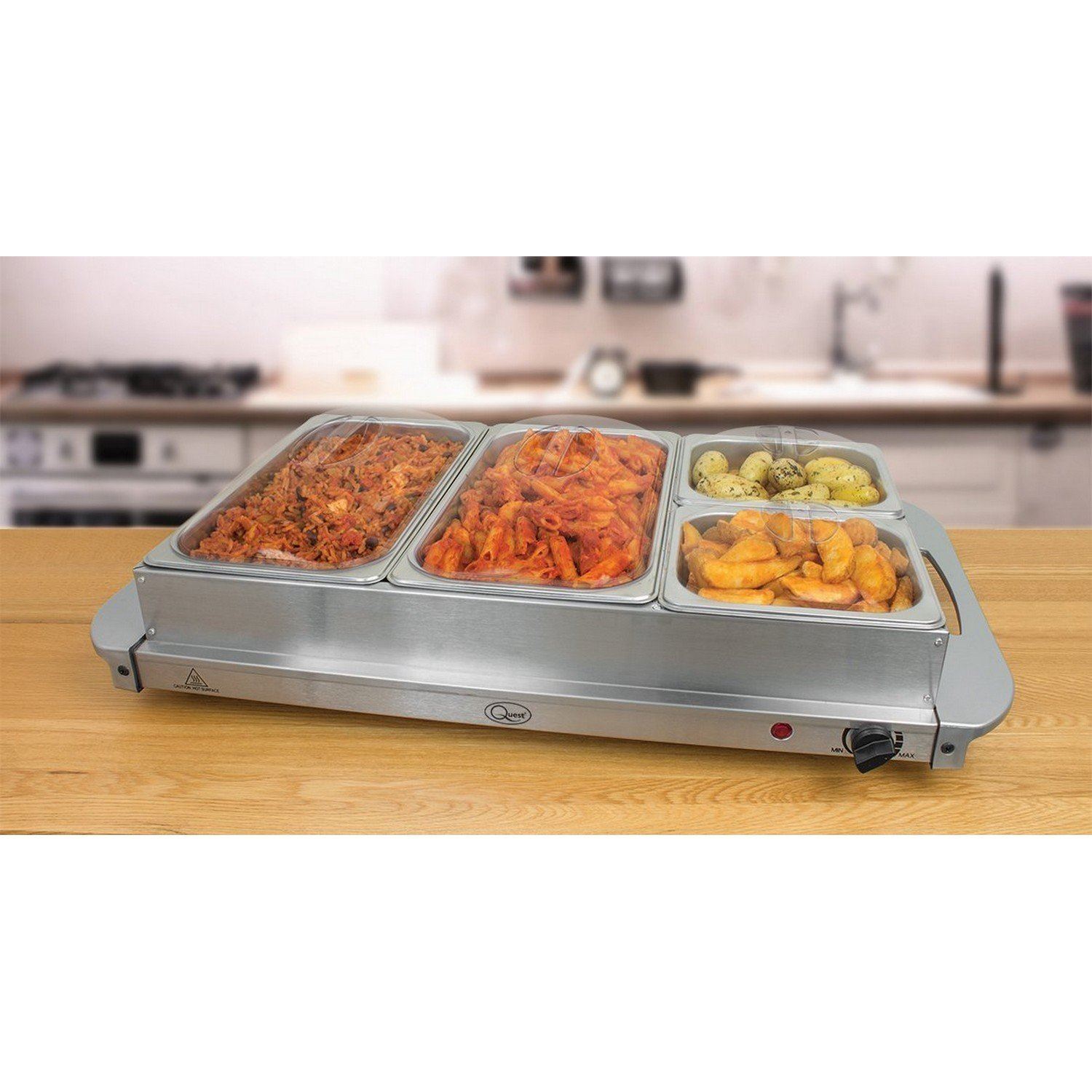 Buffet Warmer Food Server 300W Stainless Steel Pan Large Hot Plate 4