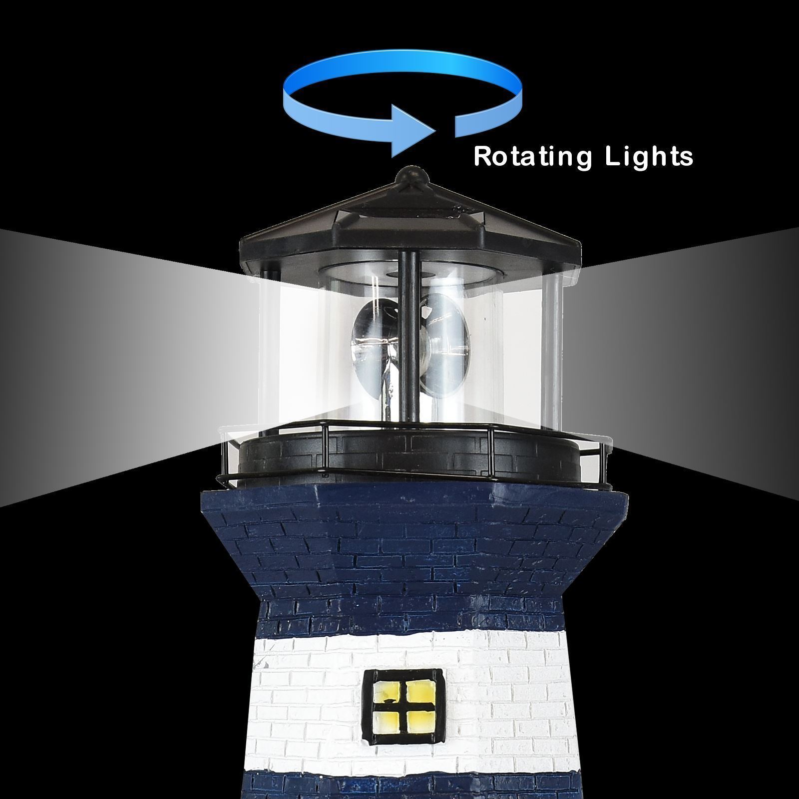 Solar Powered Revolving Flashing LED Garden Lighthouse Moving Outdoor