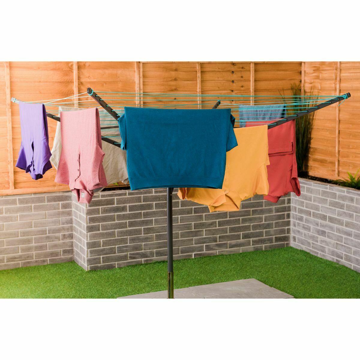 30m ROTARY WASHING LINE 3 ARM GARDEN CLOTHES DRYER AIRER & GROUND SPIKE
