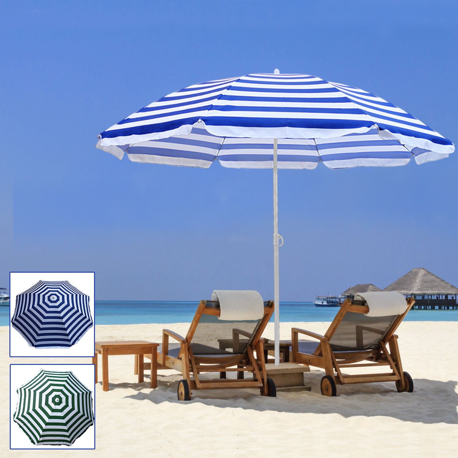 New 1.9M Beach Patio Tilt Umbrella Parasol Sun Shade UPF UV Protection