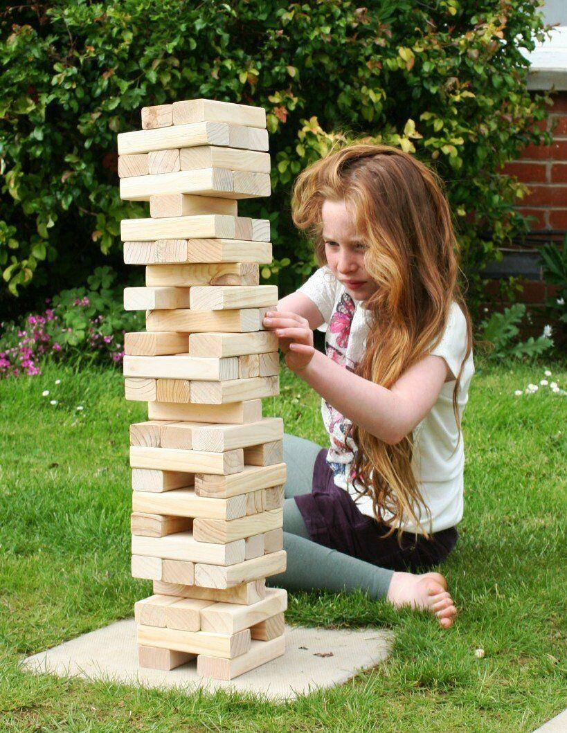 Giant Jenga Tower Wooden Blocks Outdoor Family Garden Game Kids Fun 1