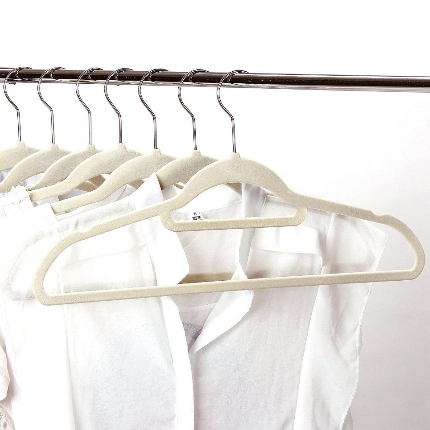 50 Pack Beige Thin Velvet Space Saving NonSlip Coat Hangers eBay