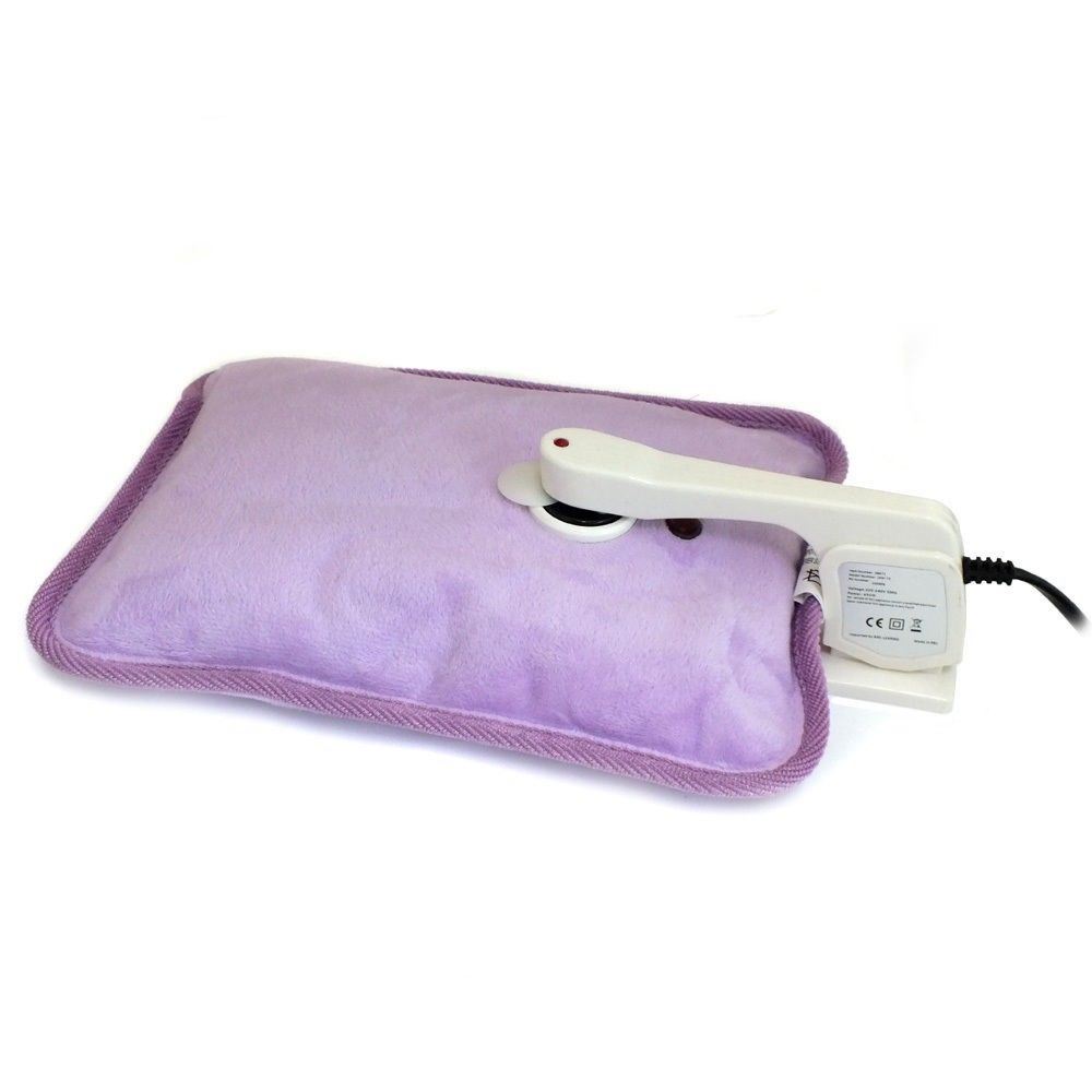 LILAC RECHARGEABLE ELECTRIC HOT WATER BOTTLE BED HAND WARMER MASSAGING