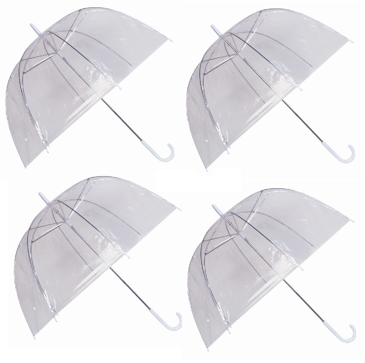 Set of 4 Rain Umbrellas Dome Birdcage Clear Transparent PVC Plastic