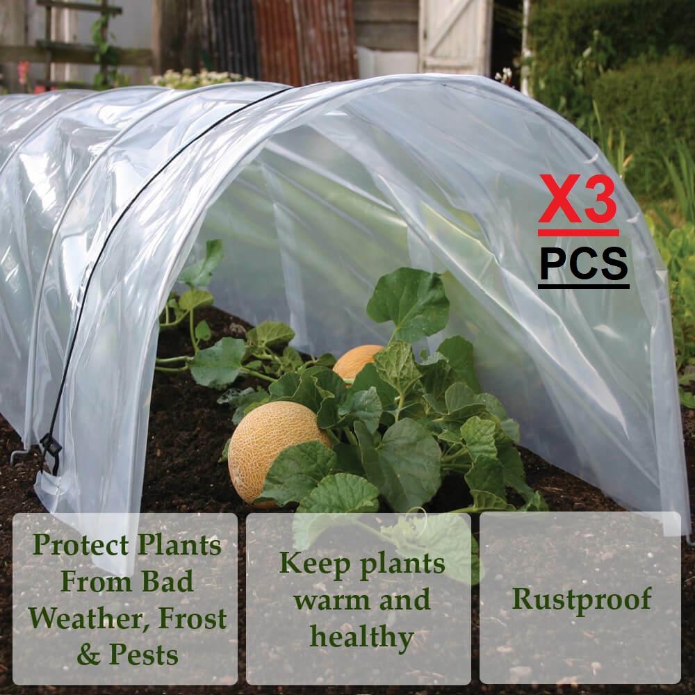 3x POLY TUNNEL CLOCHE MINI GREENHOUSE GARDEN GROW PROTECT PLANT 1.5M X