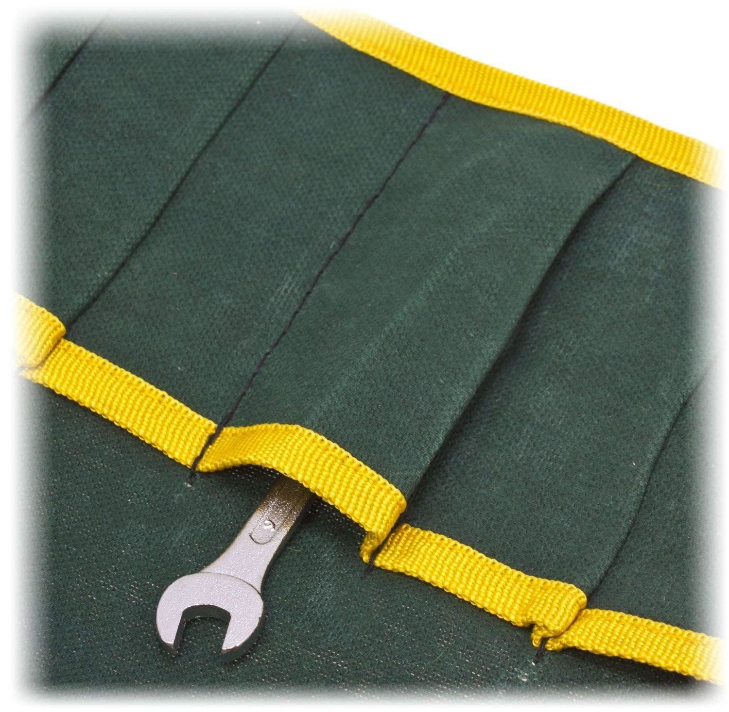 3 X CANVAS 12 POCKET SPANNER WRENCH HOLDER TOOL ROLL UP STORAGE BAG