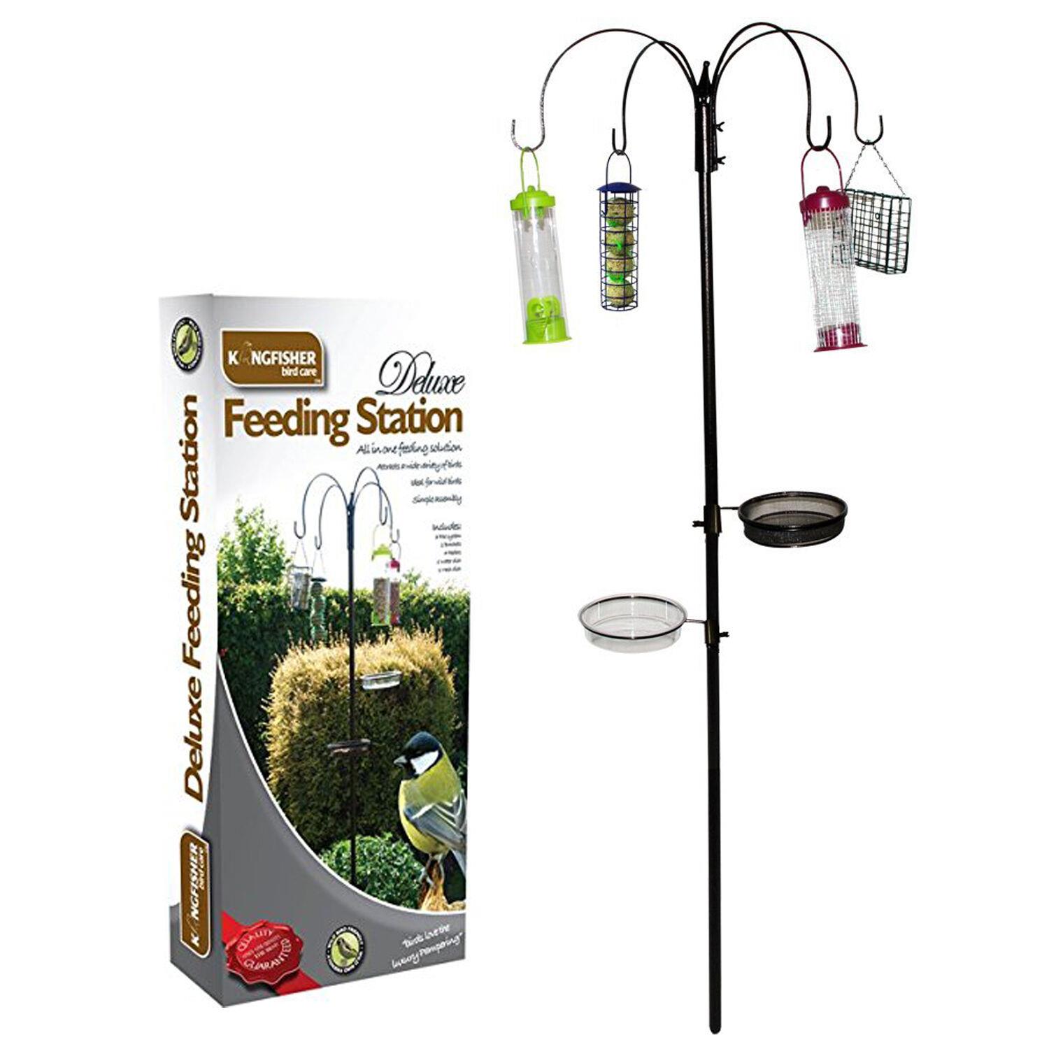 Large Metal 4 Hanger Bird Feeder Garden Feeding Station Stand Free