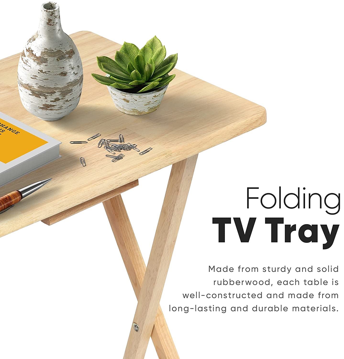 Folding Snack Table Wooden TV Side Laptop Coffee Tea Picnic New By Unibos - Picture 42 of 50