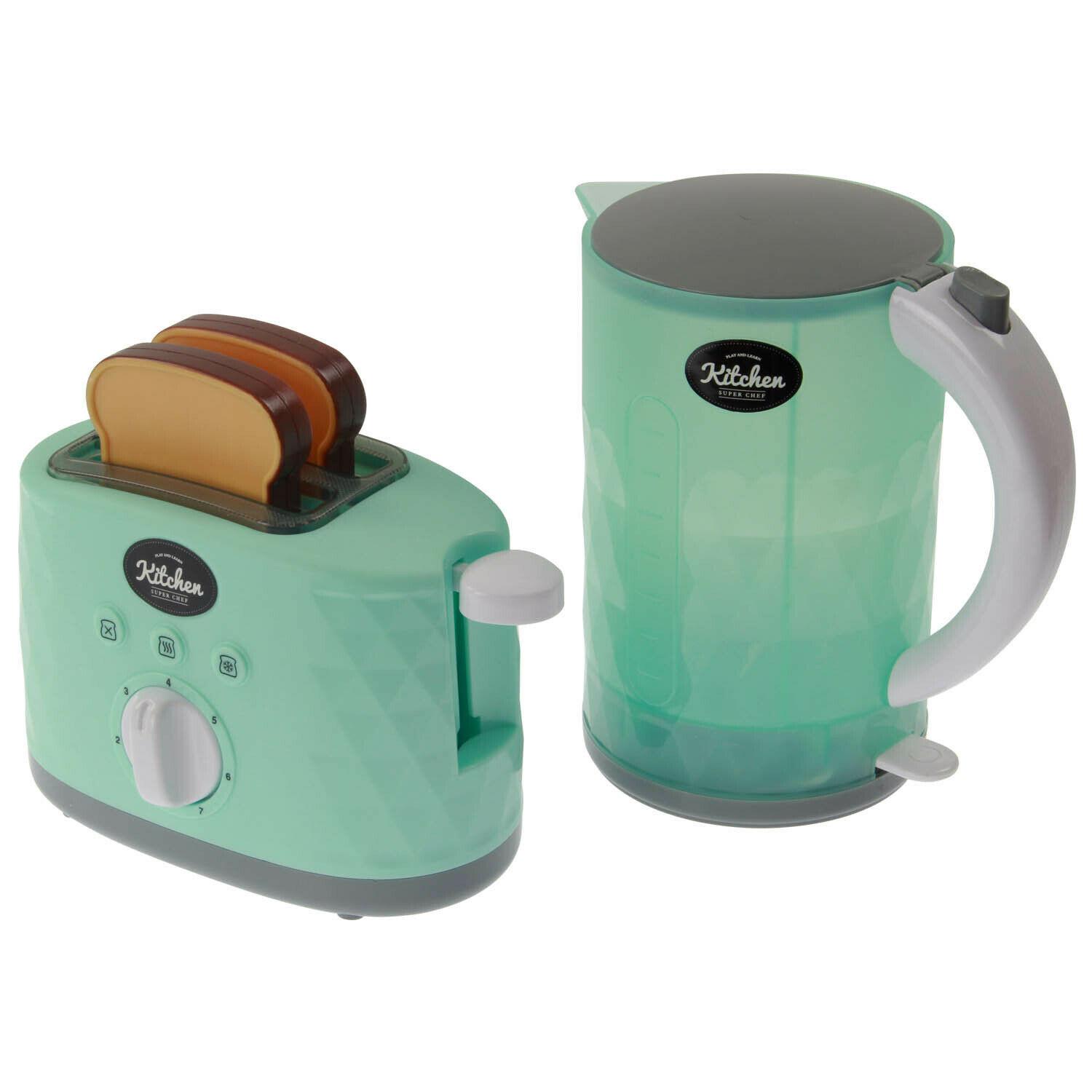 KETTLE & TOASTER LIGHT AND SOUND REPLICA MODEL SET TOY 2PC BREAD