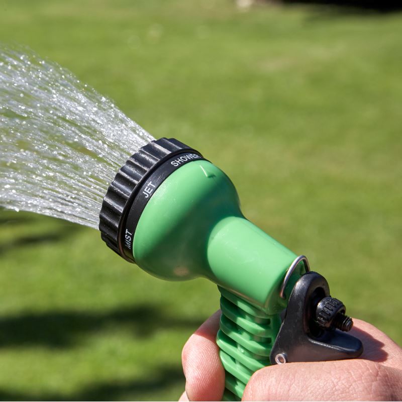 15M LAY FLAT GARDEN HOSE PIPE REEL SET SPRAY GUN OUTDOOR WATERING NON