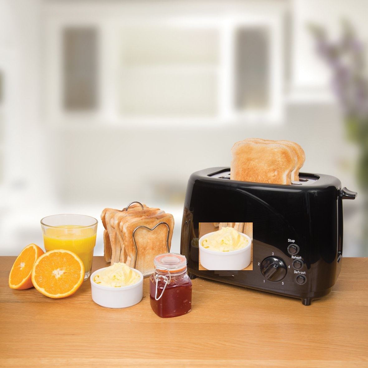 2 SLICE ELECTRIC BREAD TOASTER TWIN SLOT KITCHEN SLIDE OUT CRUMB TRAY