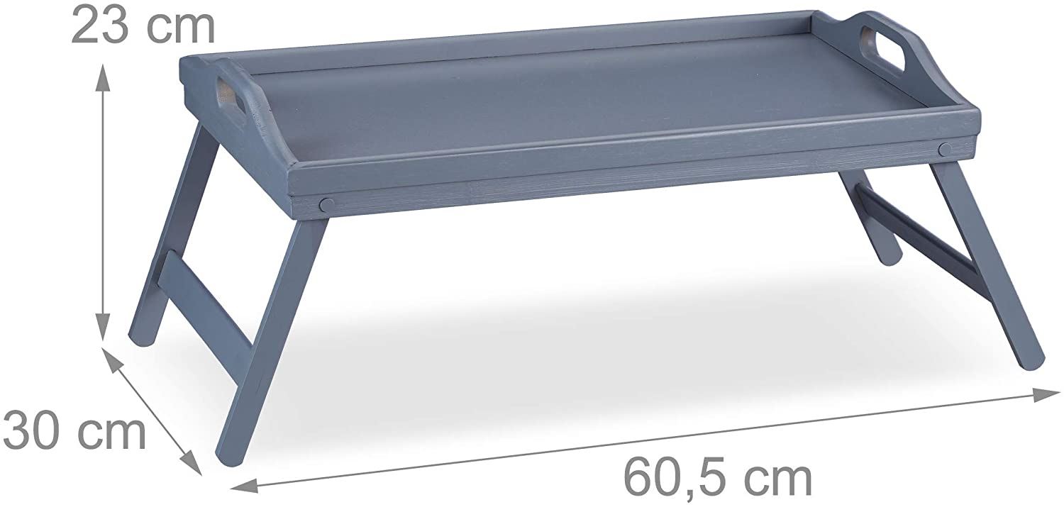 WHITE GREY BAMBOO WOODEN BREAKFAST SERVING LAP TRAY BED TABLE WITH FOLDING LEGS - Picture 9 of 16