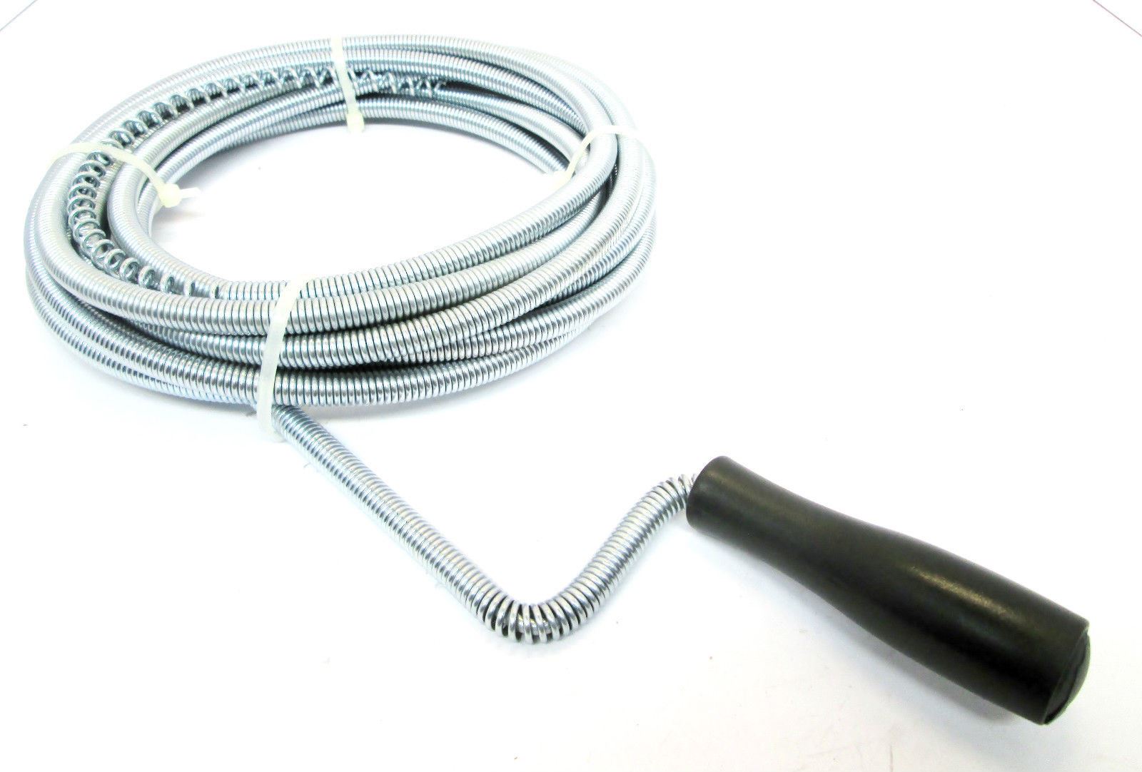 5m x 9mm Steel Coiled Drain Sink Shower Bath Unblocker Plunger Pipe