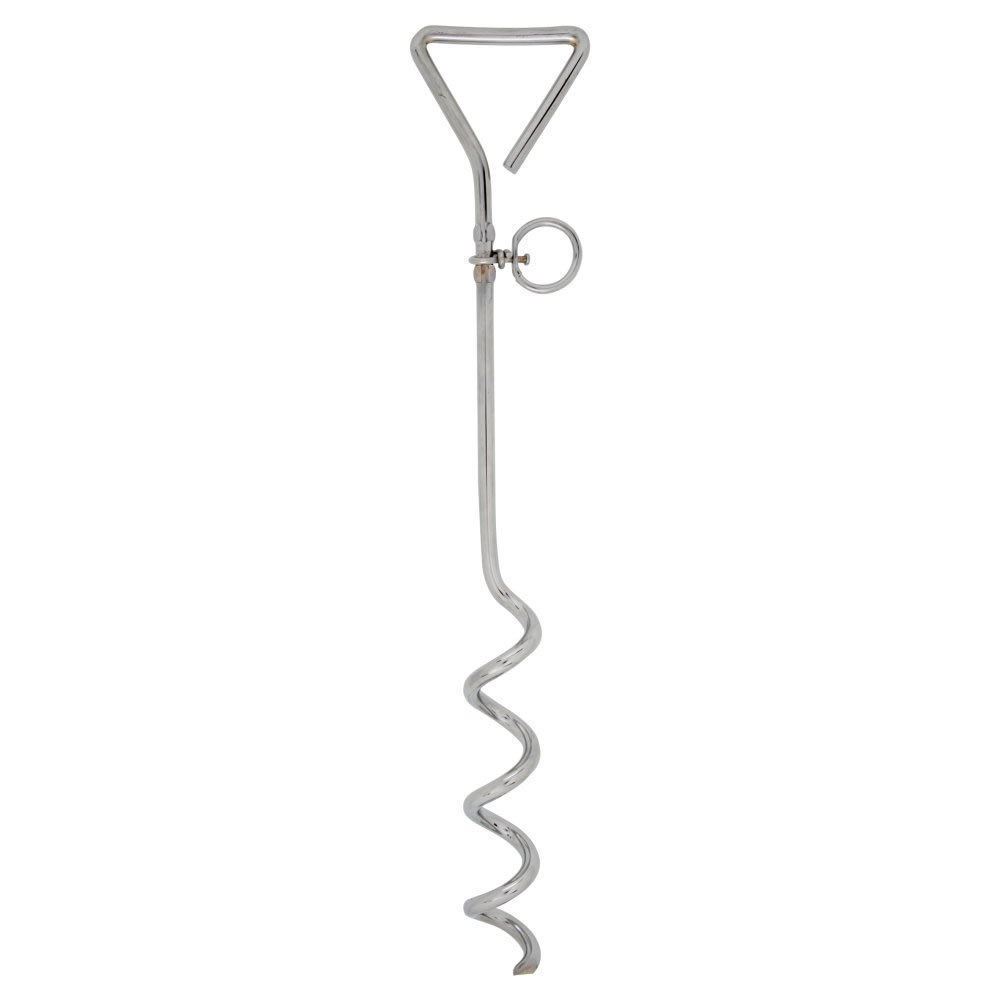 X2 DOG METAL STEEL GARDEN GROUND TIE OUT TETHER SCREW STAKE SPIKE POST