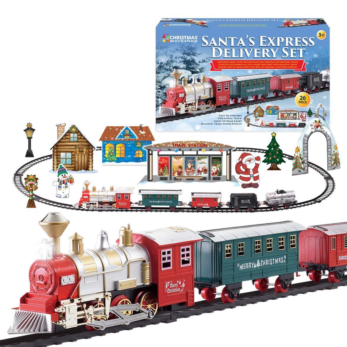 Christmas Toy Train Express Holiday Festive Set Track Light /& Sound Kids Gift