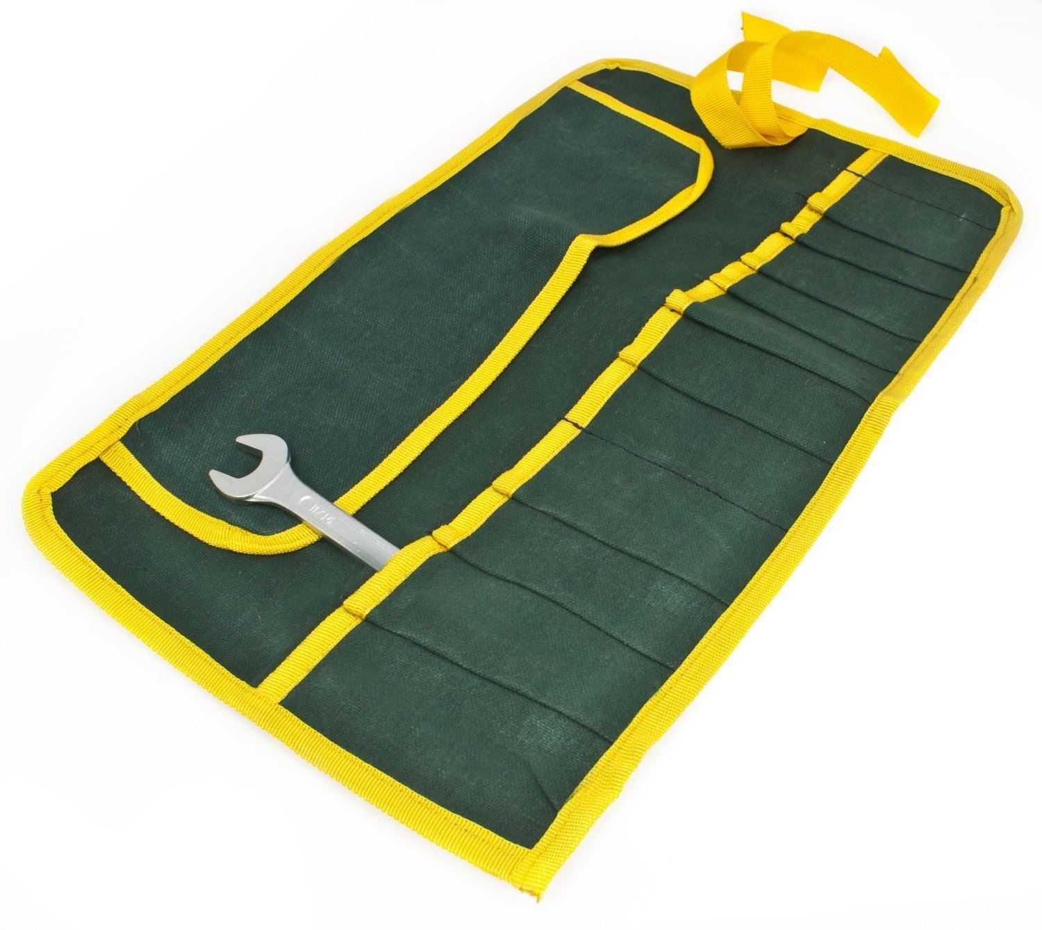 QUALITY CANVAS TOOL ROLL Pocket Spanner Wrench Tool Storage Bag Case Fold Up