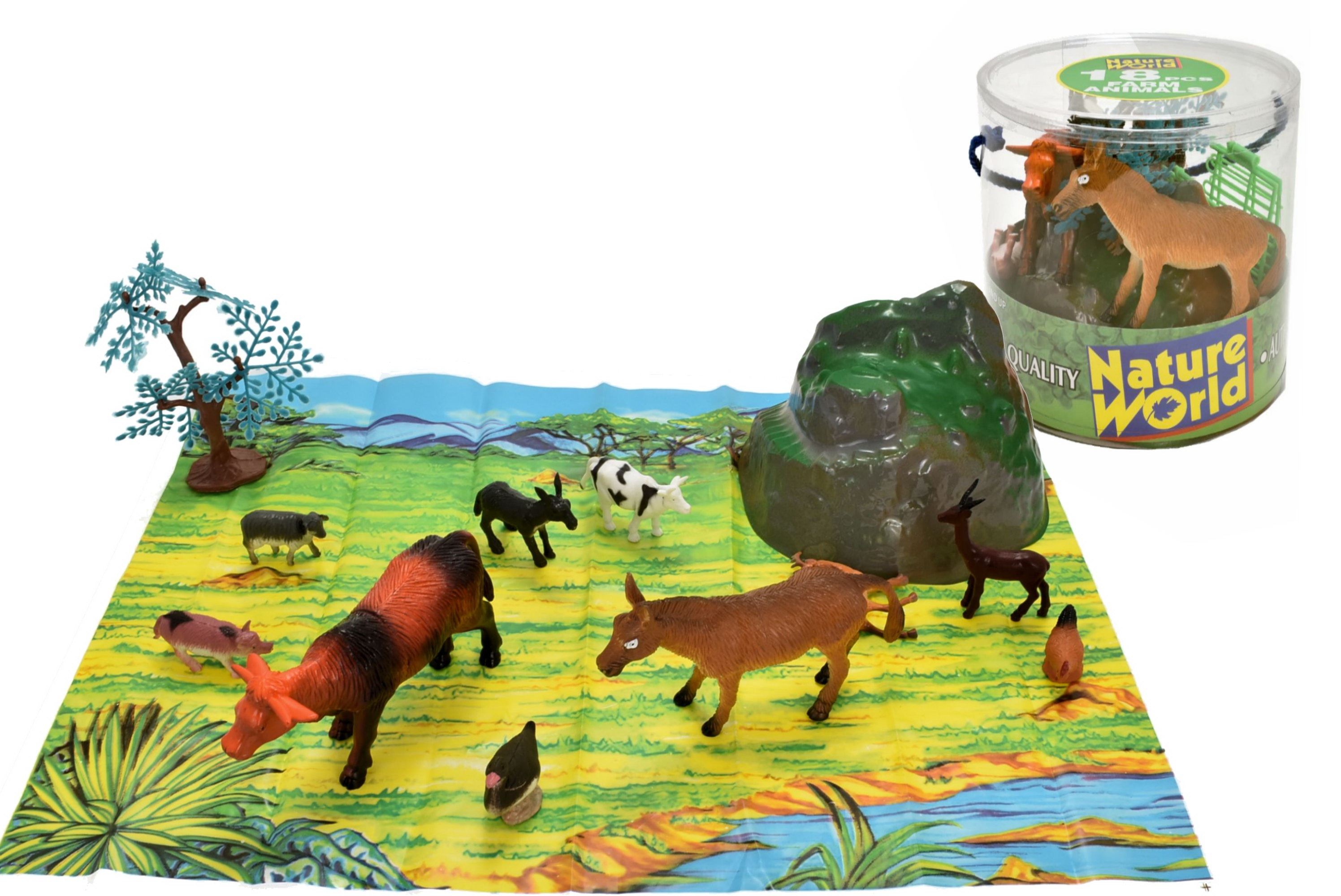 Large Tub of Plastic Animals 11 pce Set new Toys Farm Animals Wild