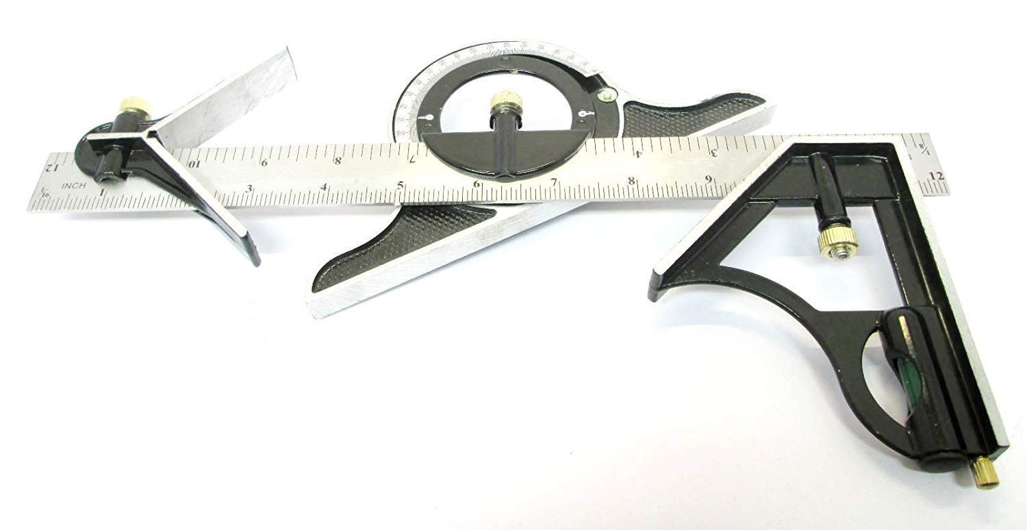 12" COMBINATION SQUARE ENGINEERS METAL ANGLE FINDER PROTRACTOR RULER