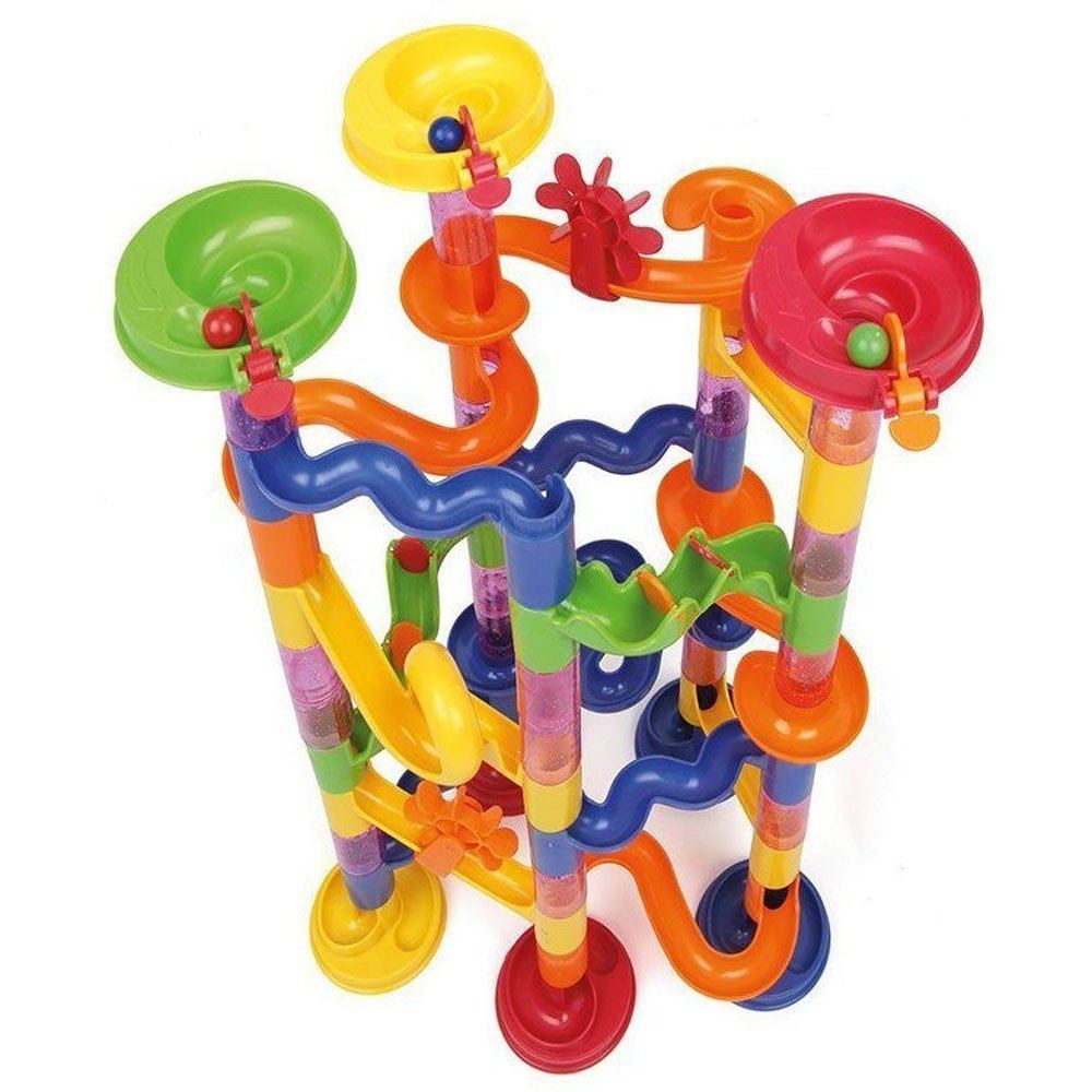 50 Piece Marble Run Race Building Blocks Kids Construction Game & Glass