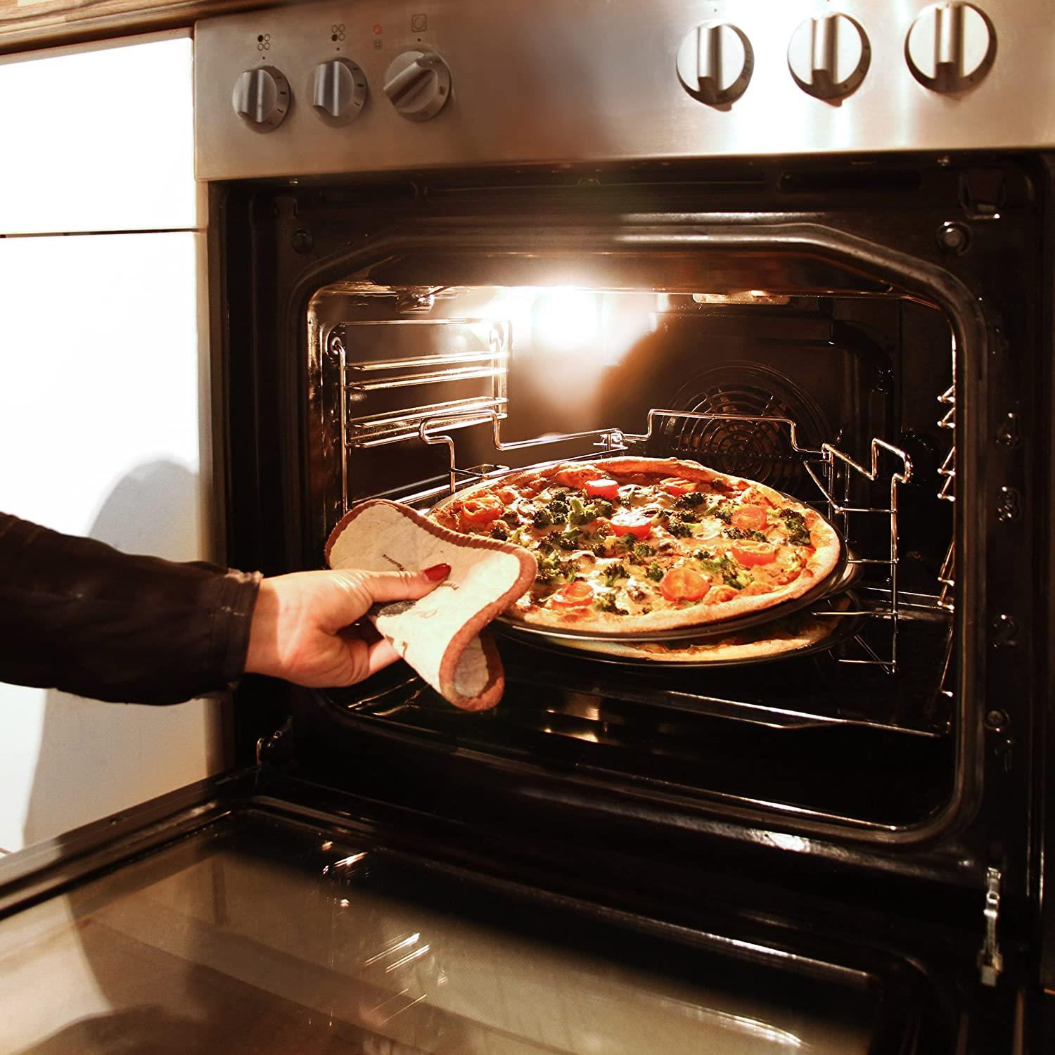 4 Piece Pizza Baking Set Serving Plate Tray Tin Oven Grill Rack Non