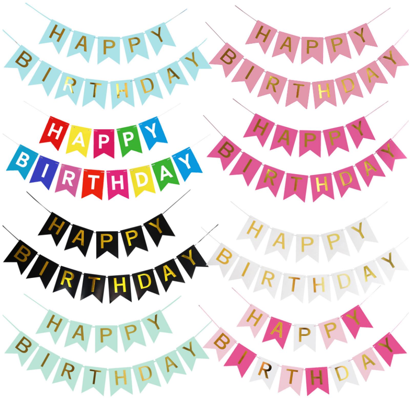 Happy Birthday Bunting Banner Pastel Hanging Letters Party
