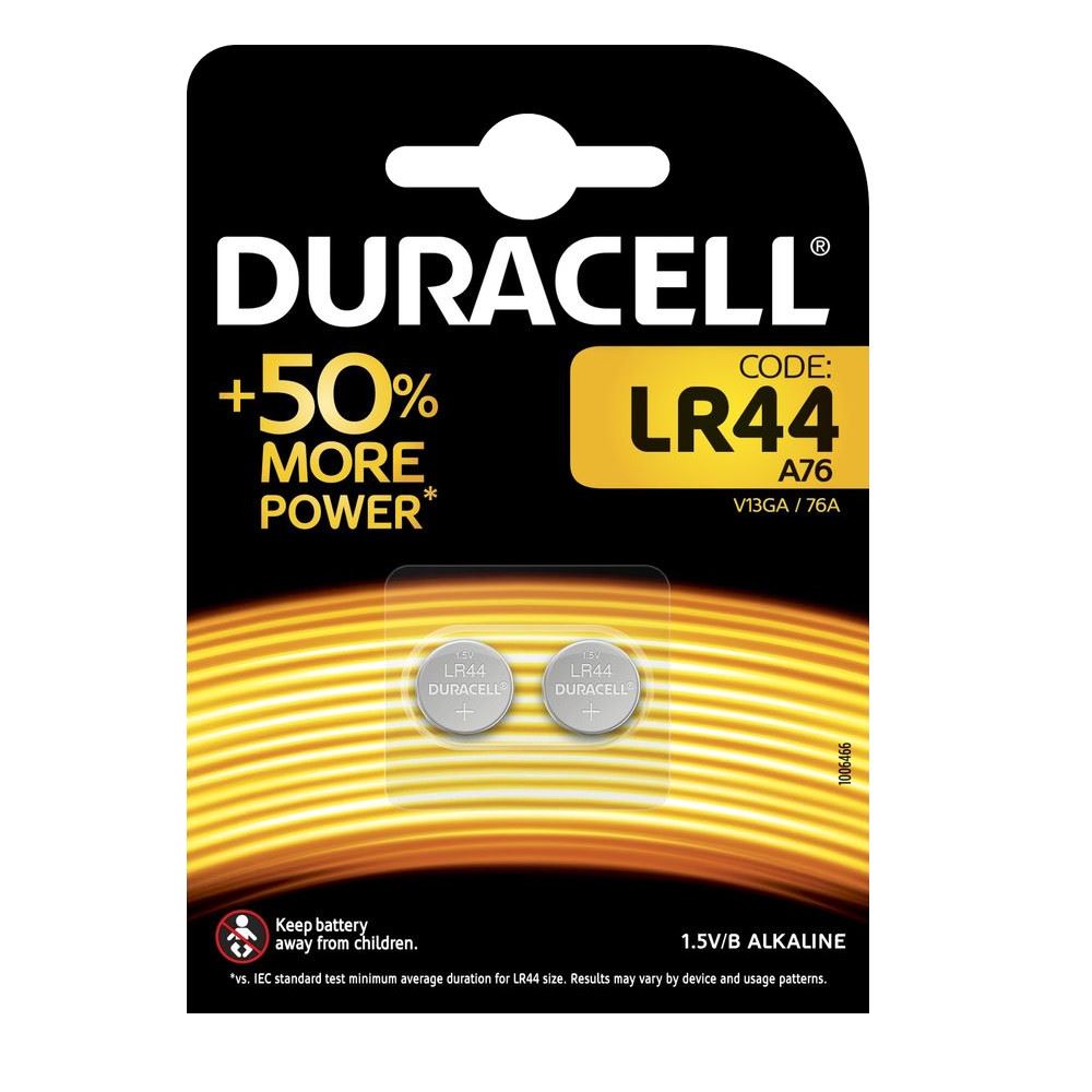 2 x Duracell LR44 1.5V Alkaline Button Cell Batteries LR 44 A76 AG13