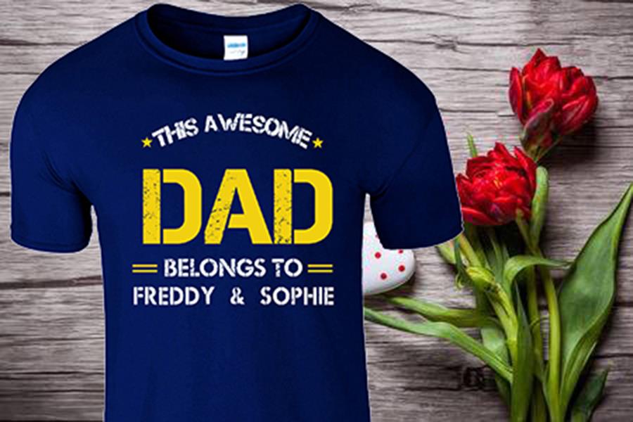 Father/'s Day Gift THIS AWESOME DAD Mens T shirt BELONGS TO Personalised T-shirt