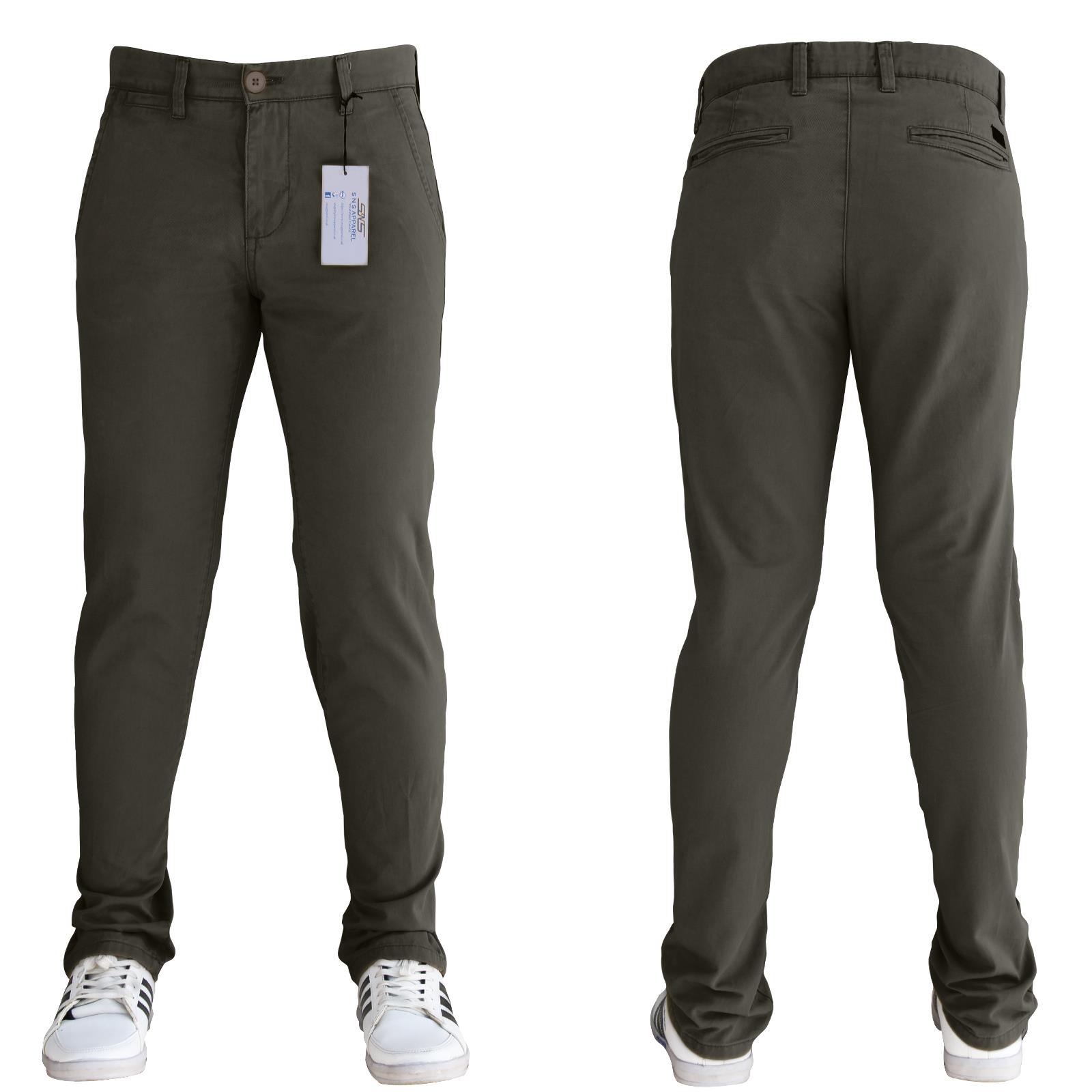 Mens Chinos Trousers Desginer Cotton Slim Jeans Regular Straight Stretch Waist - Picture 16 of 18