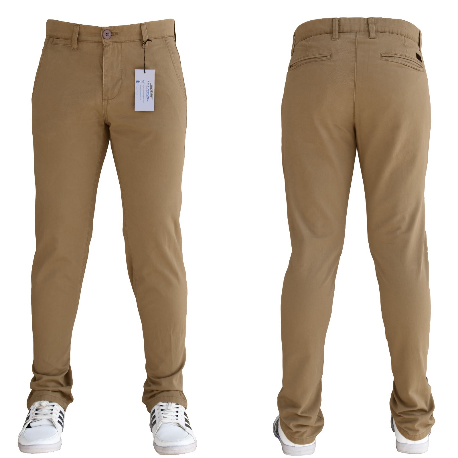 Mens Chinos Trousers Desginer Cotton Slim Jeans Regular Straight Stretch Waist - Picture 18 of 18