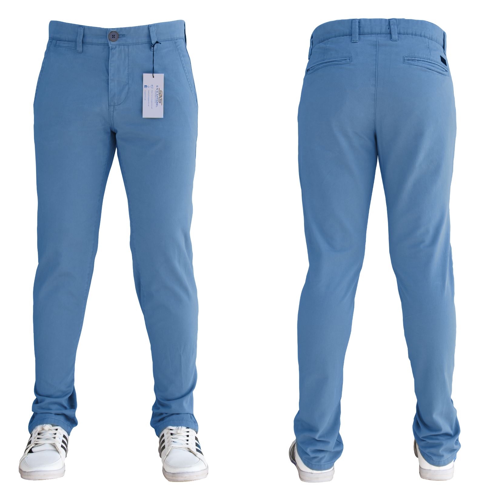 Mens Chinos Trousers Desginer Cotton Slim Jeans Regular Straight Stretch Waist - Picture 4 of 18