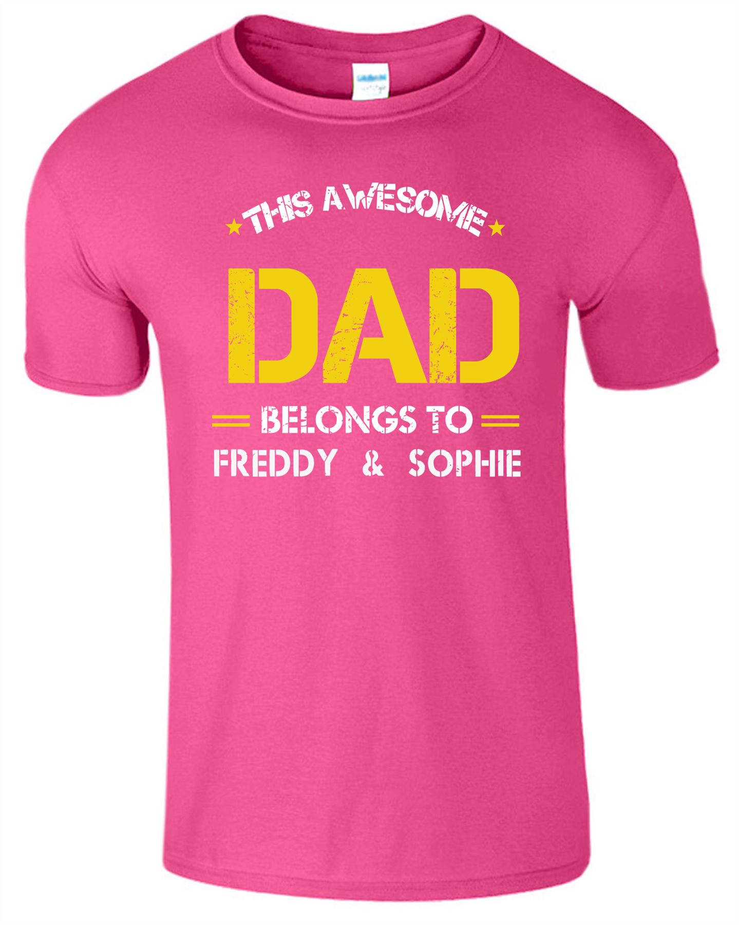 THIS AWESOME DAD BELONGS TO Mens T Shirt Personalised Fathers Day